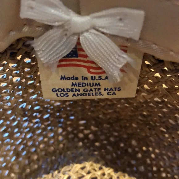 Vintage Golden Gate Woven Straw Fedora Hat with floral band, Size M - Picture 7 of 9